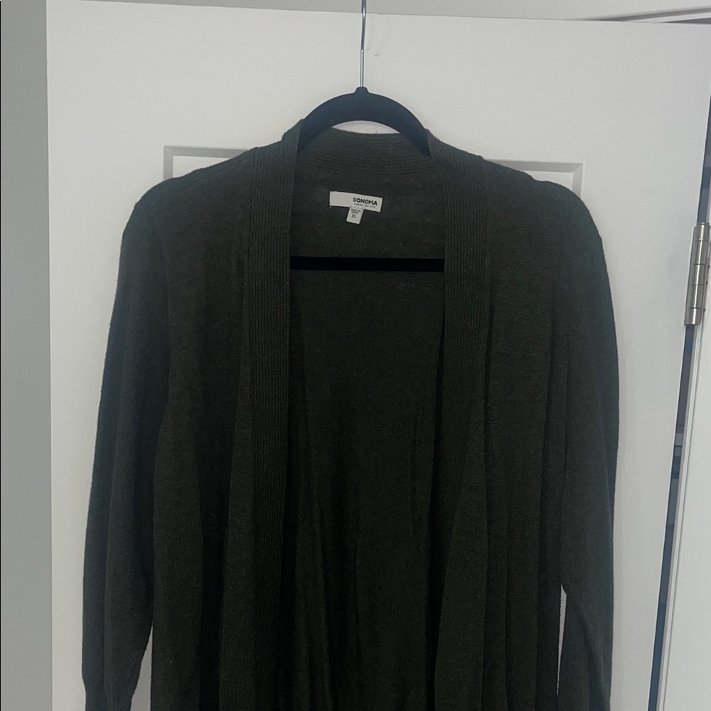 Forest Green Open Front Cardigan